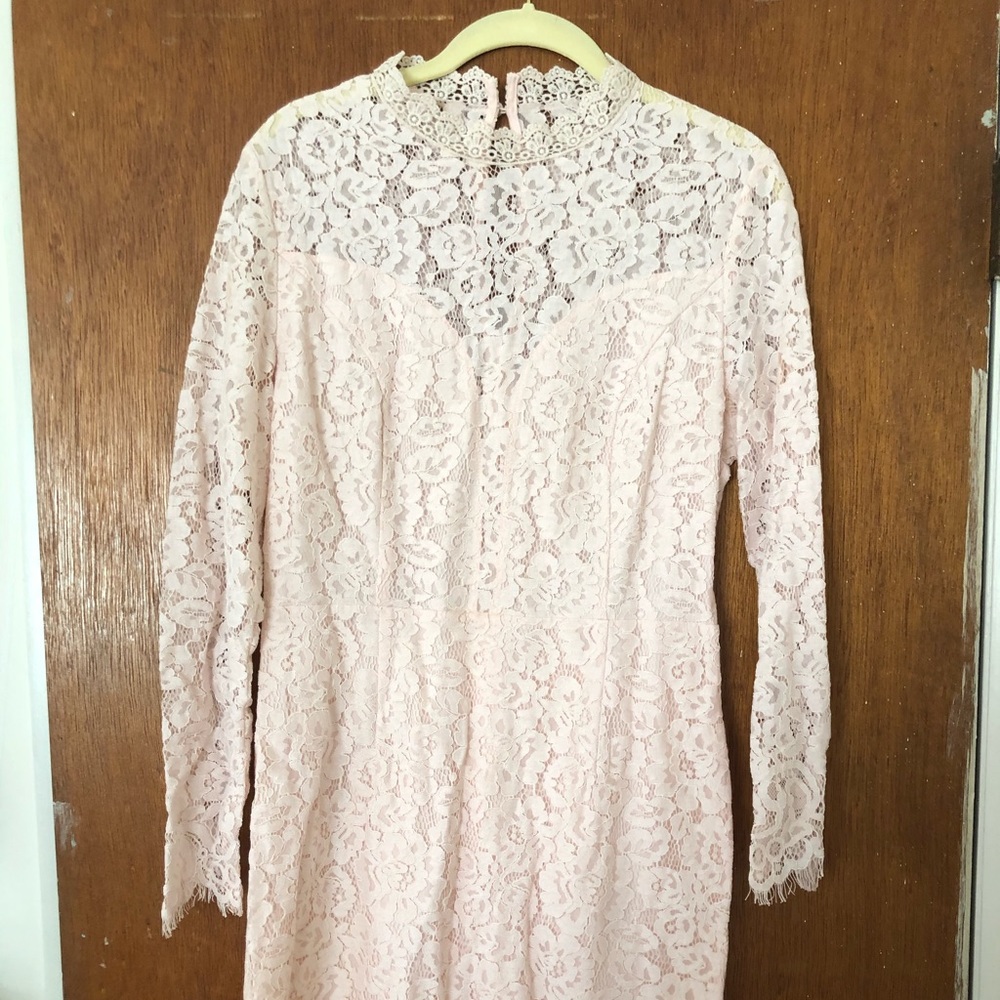 Lace pink high neck dress